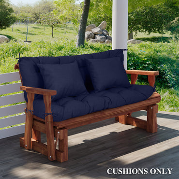 59" Tufted Porch Swing Cushions, Extra 5.1" Thick Outdoor Swing Bench Replacement Cushion with Backrest and 2 Pillows - Dark Blue