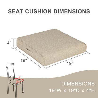 Outdoor Chair Cushions Set, Patio Chair Seat Pads with Handle and Ties, Brown