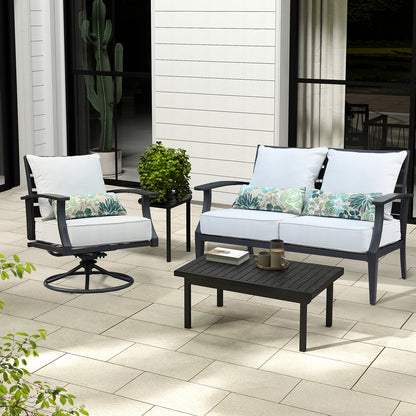 Patio Deep Chair Cushion, 2 Back 2 Seater 2 Pillow, Light Gray