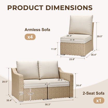 6 Piece Patio Furniture Set with Beige Cushions – Everyday Outdoor Luxury
