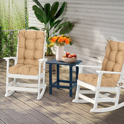 Outdoor Tufted High Back Cushions Patio Replacement Chair Cushion with Ties - Brown