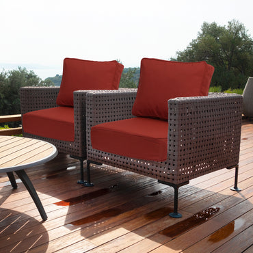 Aoodor Premium Sunbrella Outdoor Patio Chair Cushions Set, Red