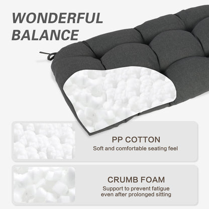 Outdoor Polyester Tufted Bench Cushion, Water & Fade Resistant, Dark Gray