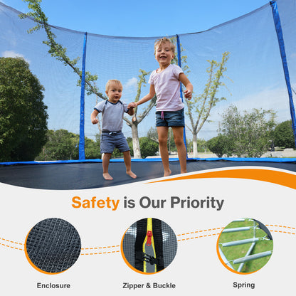 Outdoor Trampoline, Recreational Trampoline with Enclosure Outer-Safety Net and Ladder for Kids