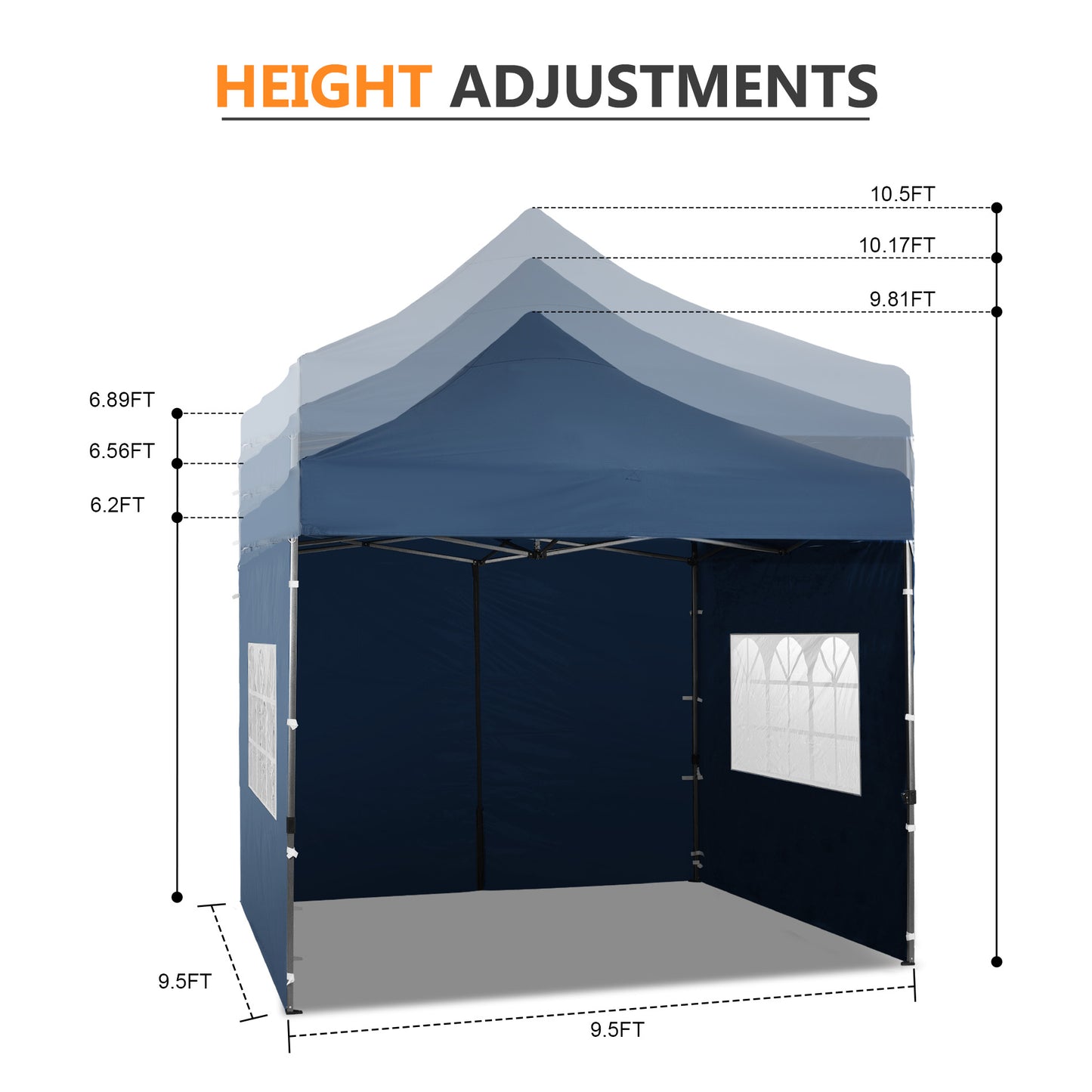 10x10 ft. Pop Up Canopy Tent with Windows Sidewalls and Wheeled Bag