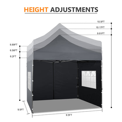 10x10 ft. Pop Up Canopy Tent with Windows Sidewalls and Wheeled Bag