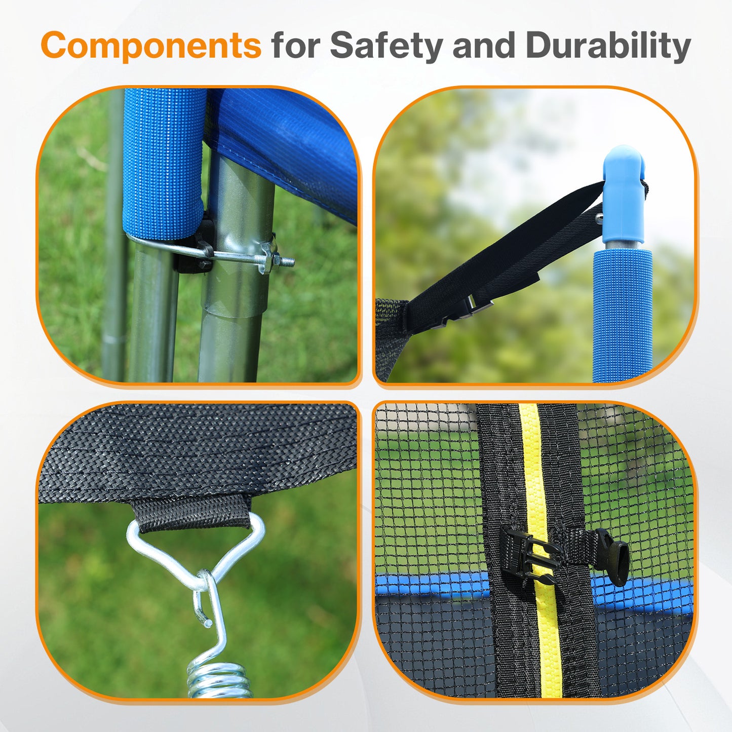 Outdoor Trampoline, Recreational Trampoline with Enclosure Inner-Safety Net and Ladder for Kids