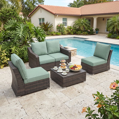 Outdoor Deep Seat Cushion Set, Patio Chair Back & Seat Cushions, Forest Green