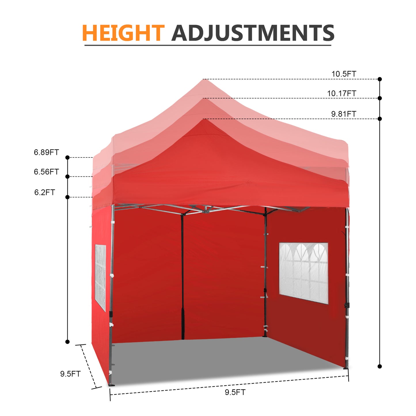 10x10 ft. Pop Up Canopy Tent with Windows Sidewalls and Wheeled Bag