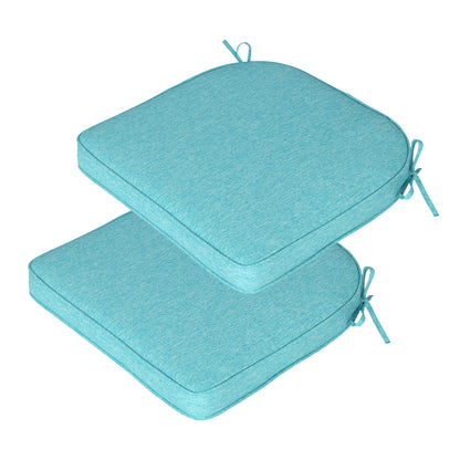 Outdoor Dining Chair Cushions Set, Patio Chair Pads with Ties, Aruba Blue