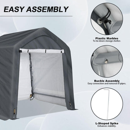 6x6/6x8/8x8/8x12 ft. Heavy Duty Storage Shelter, Portable Shed Carport