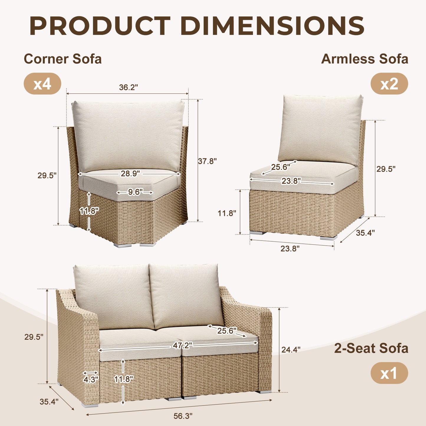 Premium Turquoise 8-Piece Half-Moon Wicker Outdoor Sofa Set - Durable Outdoor Seating