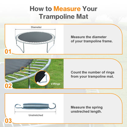 Trampoline Replacement Jumping Mat Fits Round Frame with V-Rings