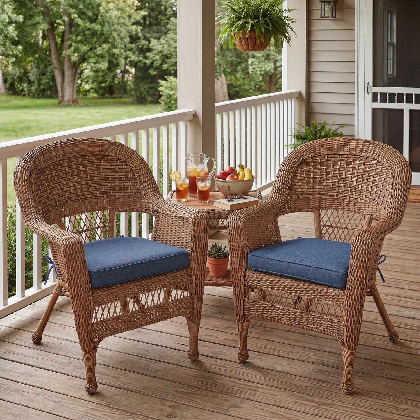 Outdoor Dining Chair Cushions Set, Patio Chair Pads, Navy Blue