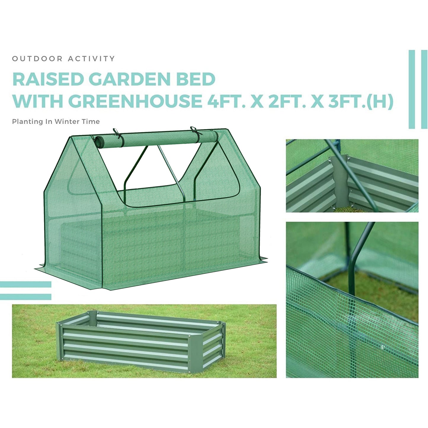 Mini Greenhouse Kit With Raised Garden Metal Beds - Aoodor 