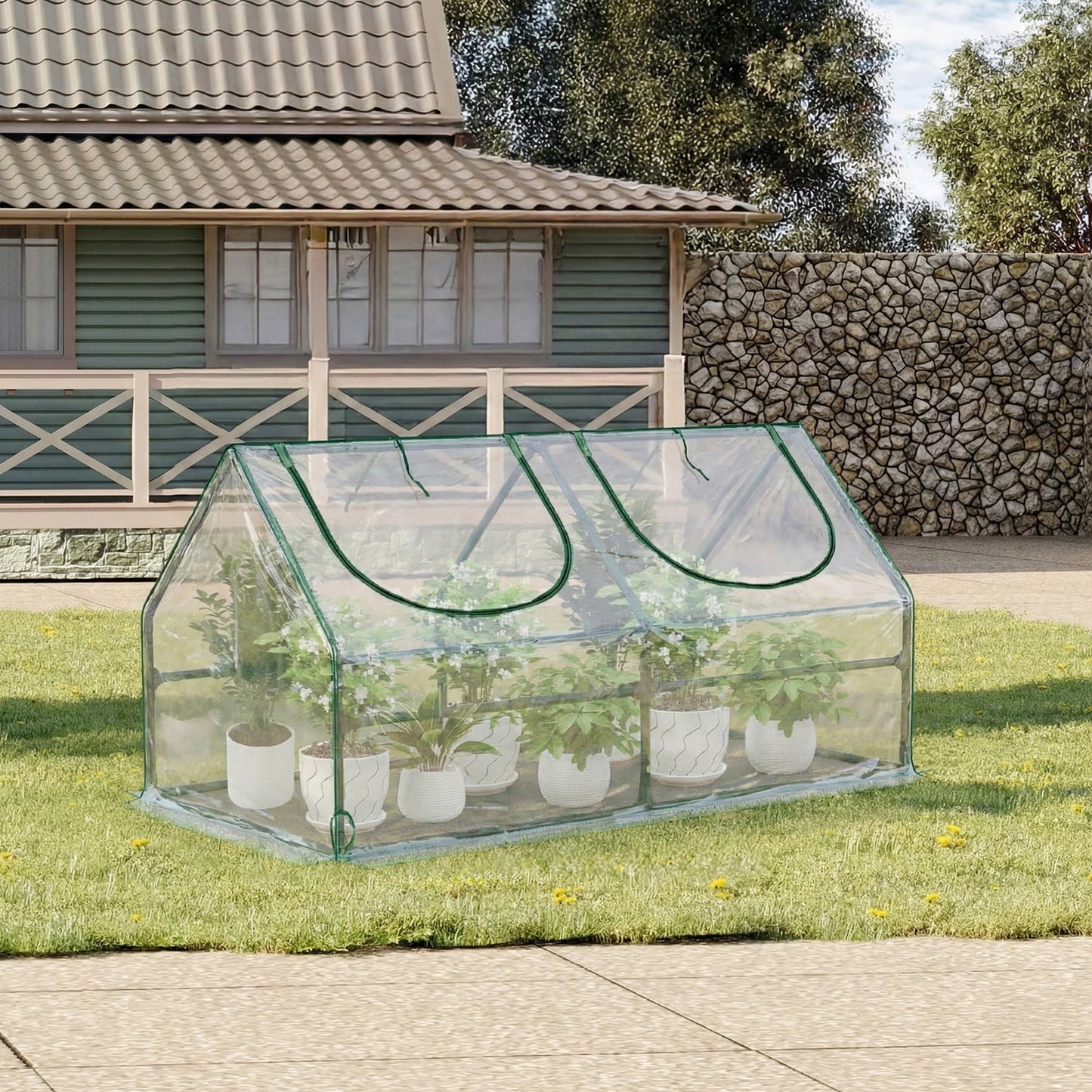 Mini Greenhouse with Zipper Doors, Waterproof & UV Protected, Transparent