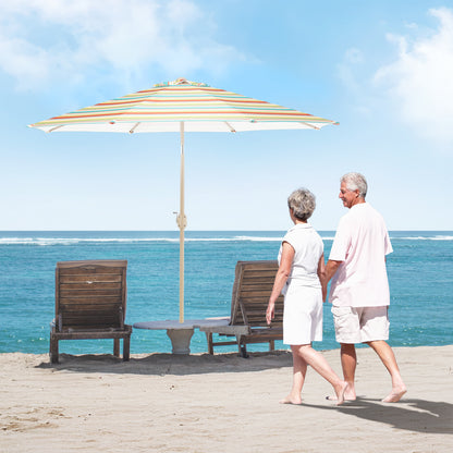 9 ft. Outdoor Patio Market Umbrella Aluminum Frame with Push Button Tilt Crank and 8 Steel Ribs