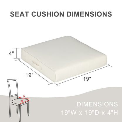 Outdoor Chair Cushions Set, Patio Chair Seat Pads with Handle and Ties, Ivory