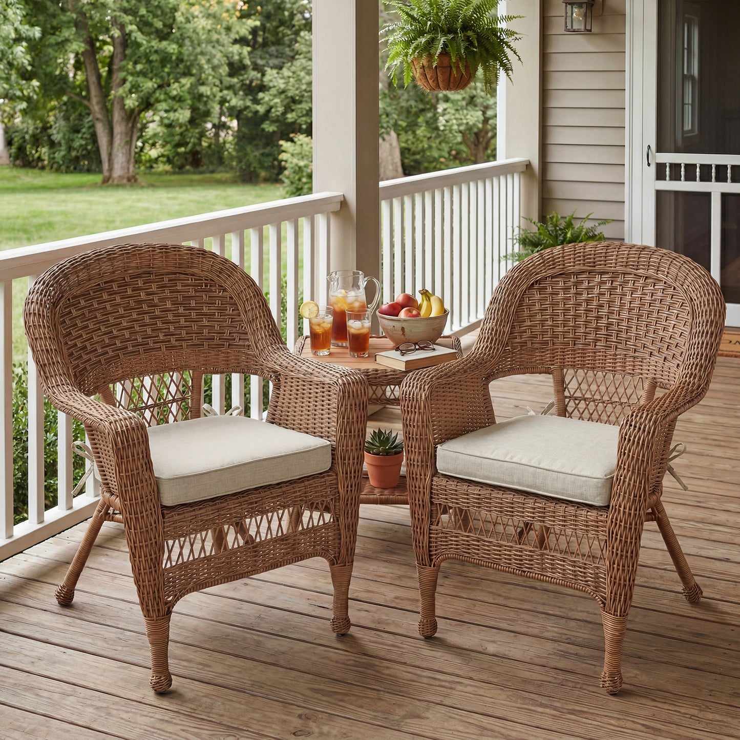Outdoor Dining Chair Cushions Set, Patio Chair Pads, Beige
