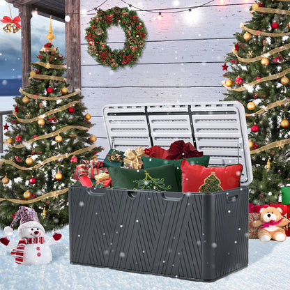 85 Gallon Deck Box, Outdoor Patio Bench Storage Box Weather-Resistant Lockable - Aoodor 