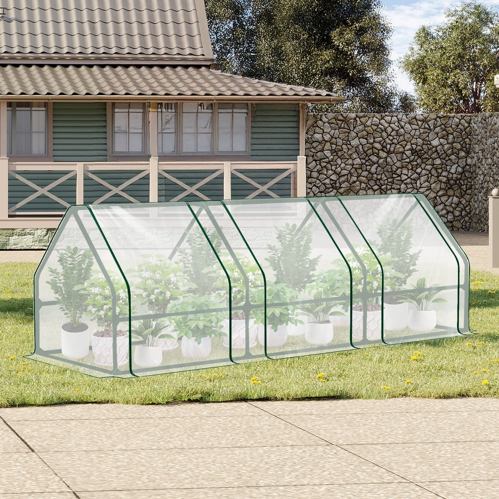 Mini Greenhouse with Zipper Doors, Water Resistant & UV Protected, Transparent - Aoodor 