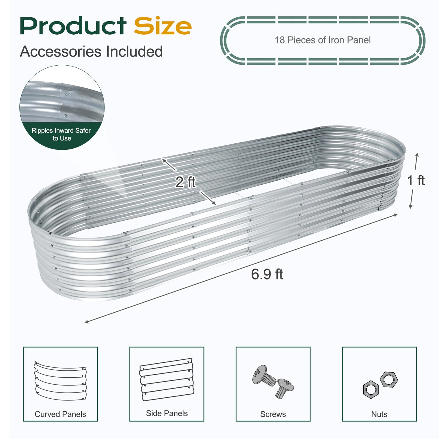 11" Tall Galvanized Raised Garden Bed Kit - 83"x24"