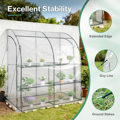 7x3x7 ft. Lean to Greenhouse for Outdoors, Portable Walk-in Greenhouse