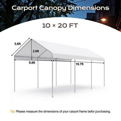 10x20 ft. Carport Replacement Canopy Cover