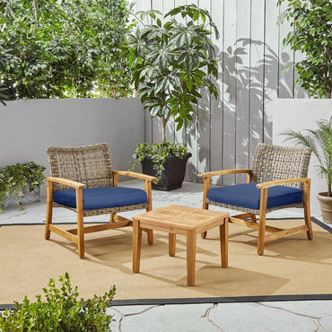 Outdoor Chair Cushion , Removable Cover with Hidden Zipper, Adaptable Secure Ties - Navy Blue Aoodor 
