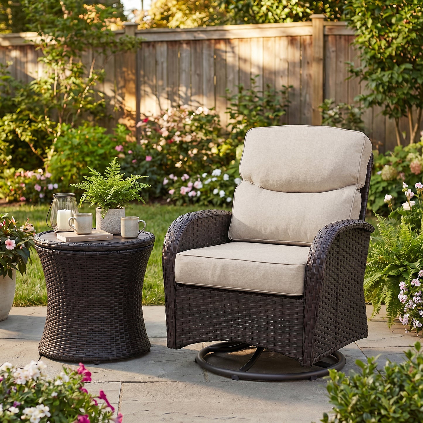 Smile Outdoor Chair Cushion Set, Sunbrella Fabric Deep Seating Cushions, Canvas Flax