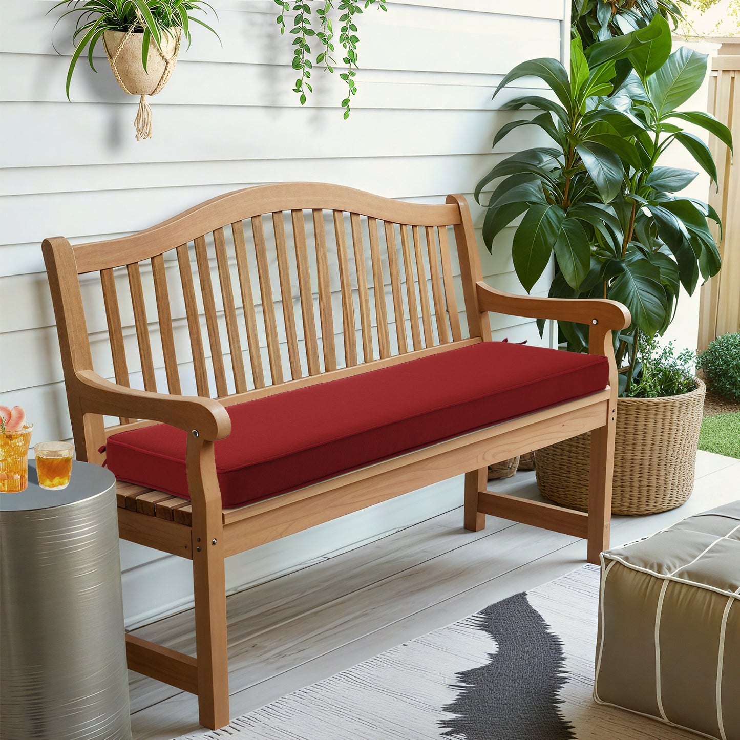 46x18x3 inch Patio Bench Cushion - Wine Red
