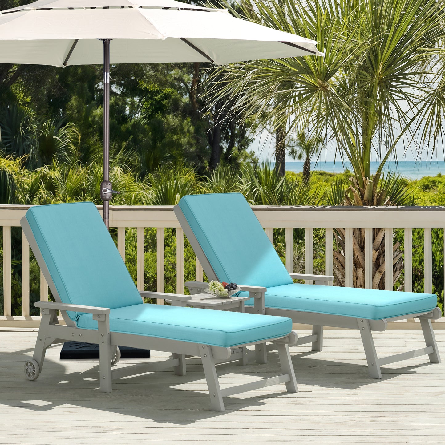 72x21x3 inch Patio Chaise Lounger Cushions Set of 2 - Blue