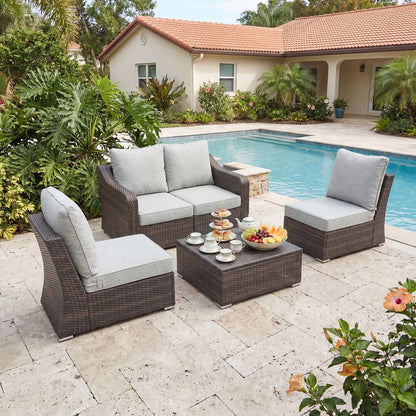 Outdoor Deep Seat Cushion Set, Patio Chair Back & Seat Cushions, Light Gray