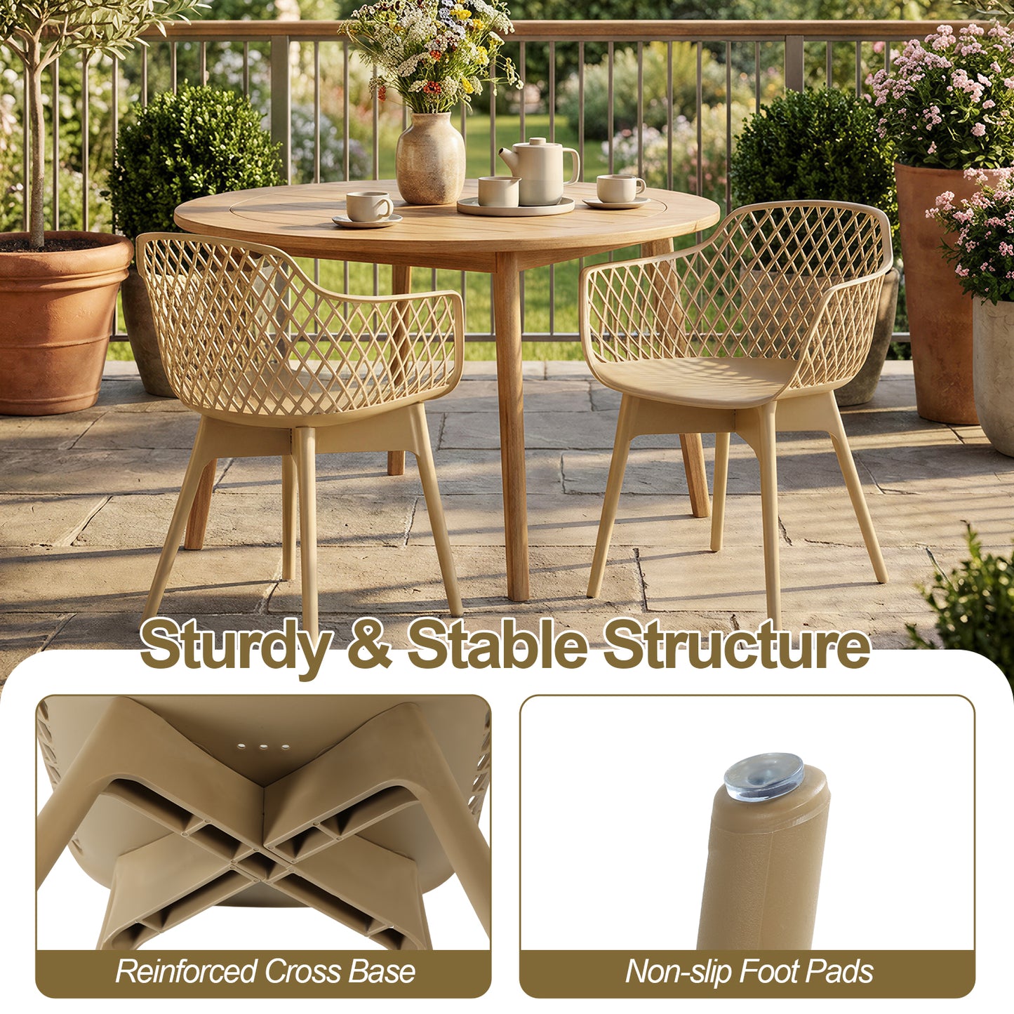 Modern Dining Chairs Set, Weather-Resistant Plastic Cafe Chairs