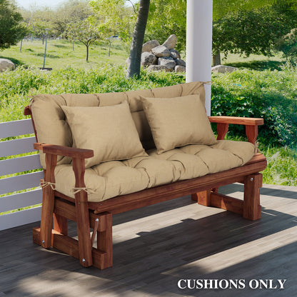 59" Tufted Porch Swing Cushions, Extra 5.1" Thick Outdoor Swing Bench Replacement Cushion with Backrest and 2 Pillows - Brown