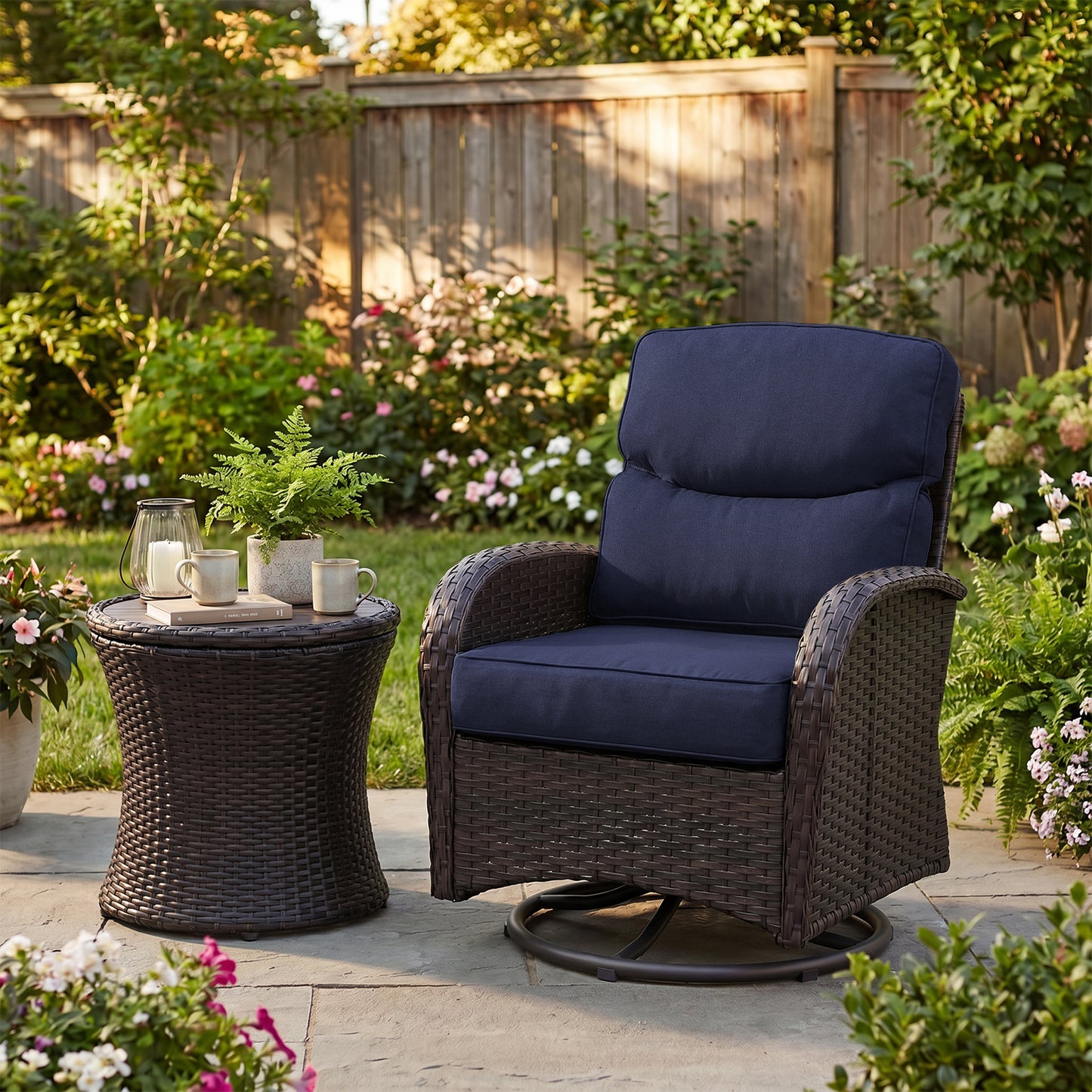 Smile Outdoor Chair Cushion Set, Sunbrella Fabric Deep Seating Cushions, Canvas Navy