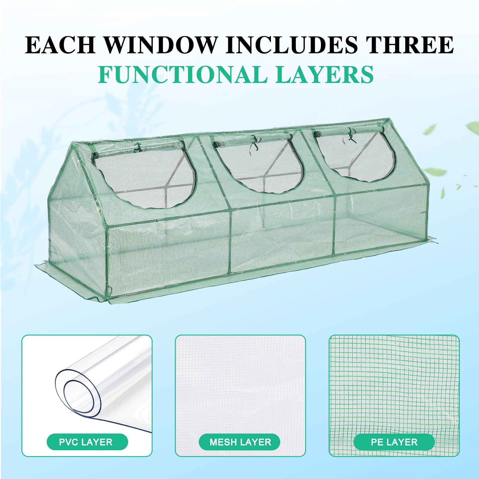 3-in-1 Mini Greenhouse Kit, Small Greenhouse with Triple-Layer Window - Aoodor 