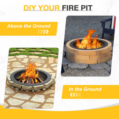 36 inch Metal Fire Pit Ring, Large Portable Outdoor Firepit - Aoodor 