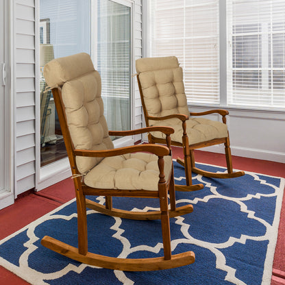 Tufted Outdoor High Back Rocking Chair Cushion Set of 2, Brown