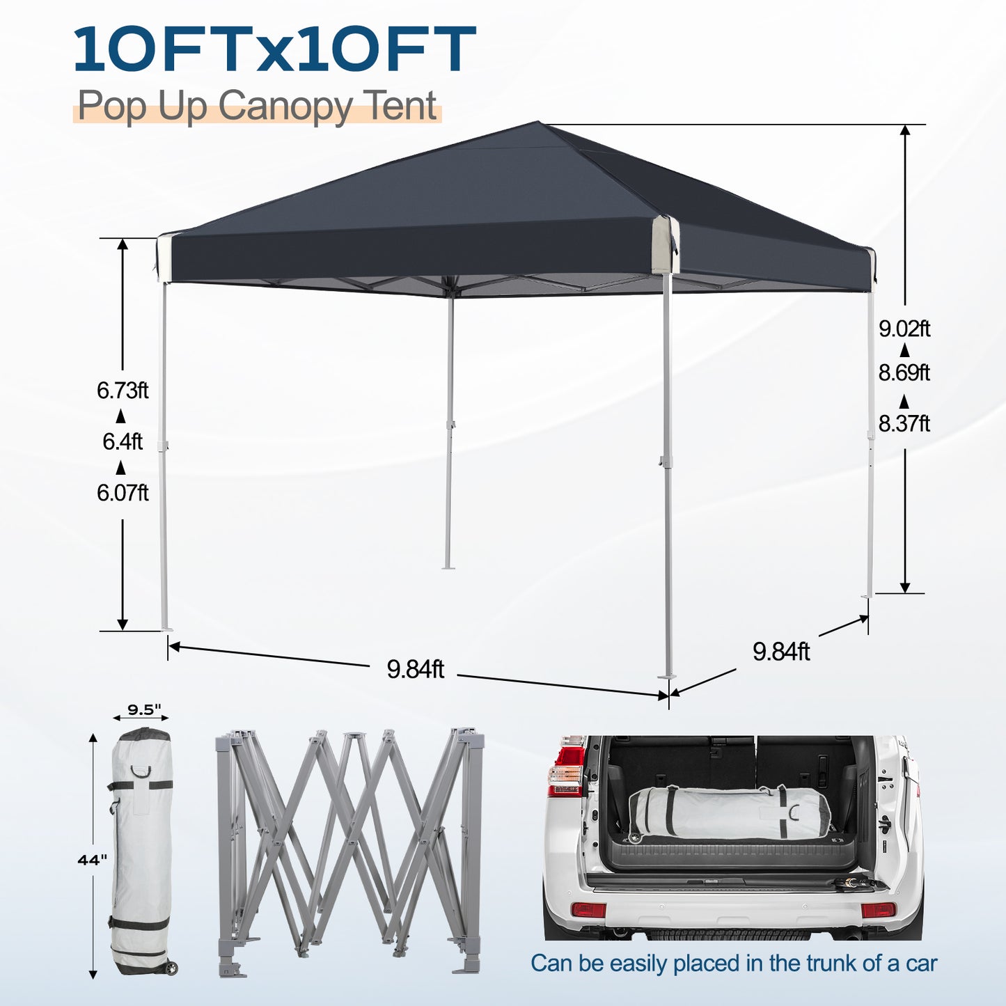 10x10/12x12 ft. Pop Up Canopy Tent with Roller Bag