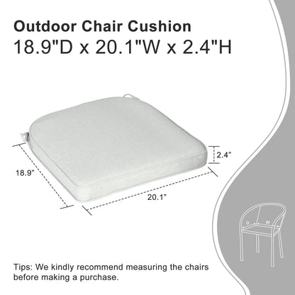 Outdoor Dining Chair Cushions Set, Patio Chair Pads with Ties, Light Gray
