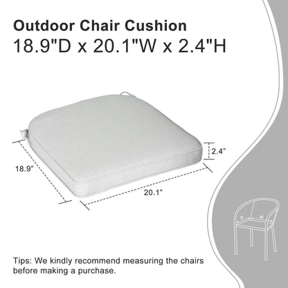 Outdoor Dining Chair Cushions Set, Patio Chair Pads with Ties, Light Gray