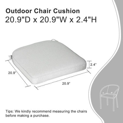 Outdoor Dining Chair Cushions Set, Patio Chair Pads with Ties, Light Gray