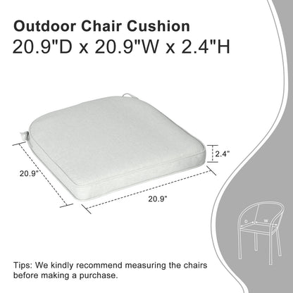 Outdoor Dining Chair Cushions Set, Patio Chair Pads with Ties, Light Gray