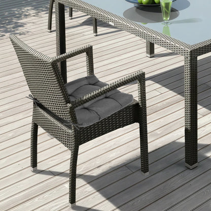 19x19x5 Inch Tufted Outdoor Chair Cushions, Water and Fade Resistant Polyester Dining Chair Pads with Ties - Dark Gray