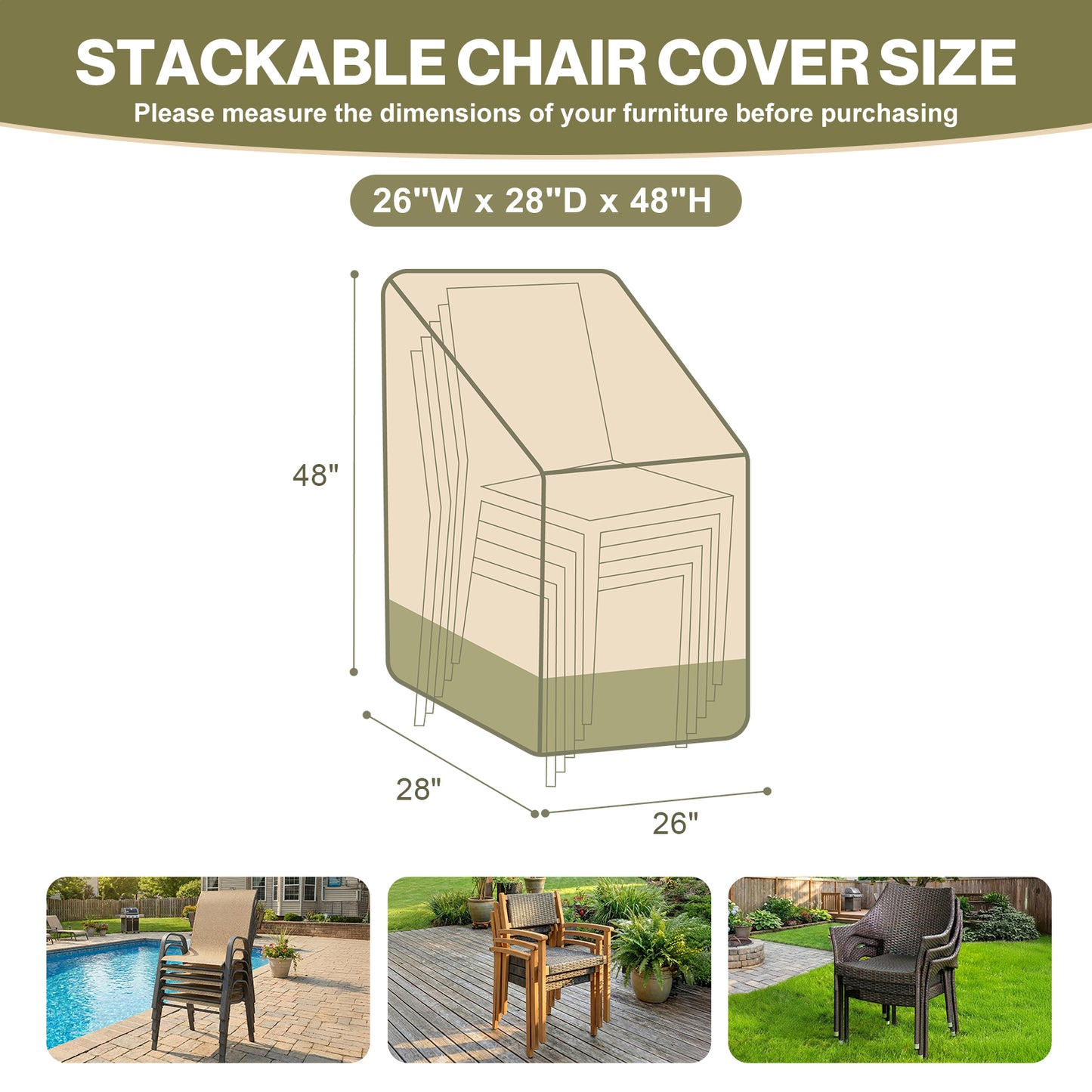 Patio Chair Cover for Stackable Dining Chairs/ Rocking Chair/ Outdoor Swivel