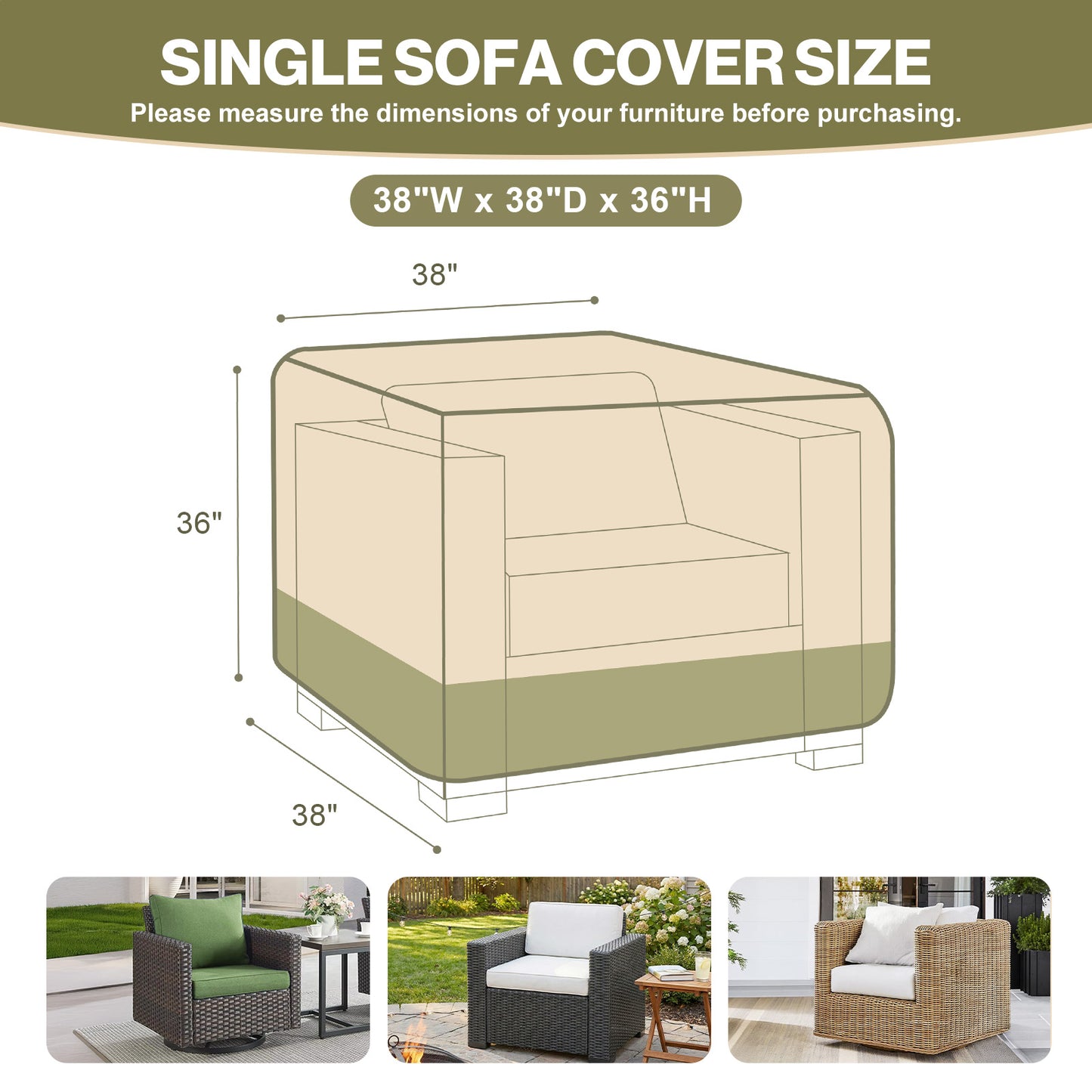 Patio Chair Cover for Cube Chair/ Deep Seat/ Outdoor Swivel