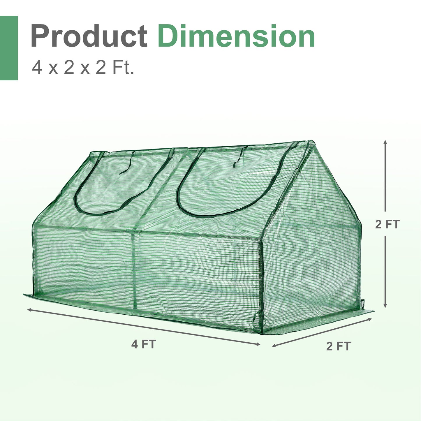 Mini Greenhouse with Zipper Doors, Waterproof & UV Protected, Green