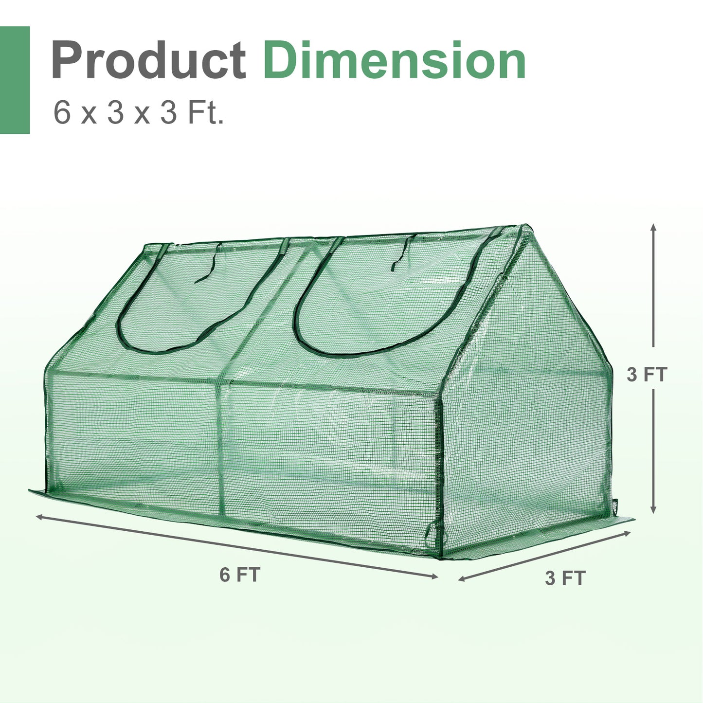 Mini Greenhouse with Zipper Doors, Waterproof & UV Protected, Green