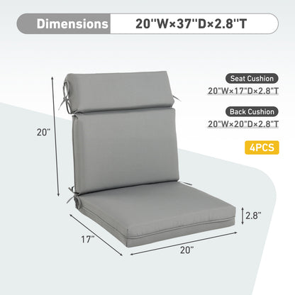 Outdoor Polyester High Back Dining Chair Cushion Set - Gray